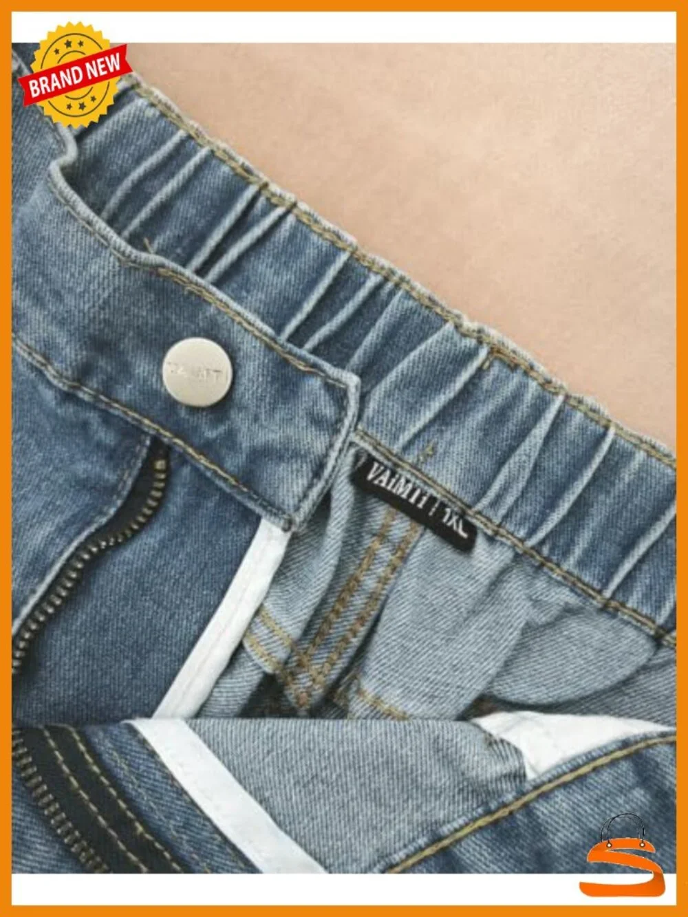 High Waist Wide Leg Baggy Elastic Waistband Jeans
